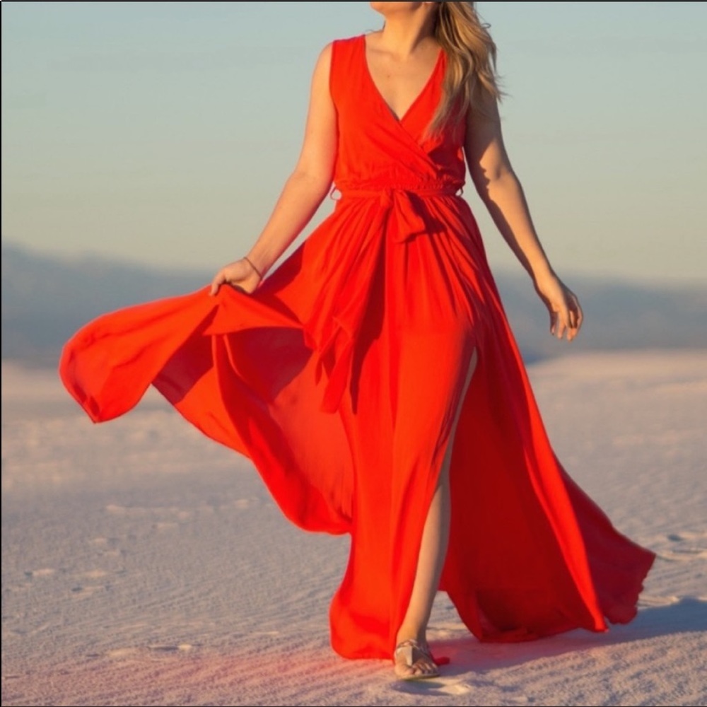 VICI Oliviacious bright orange flowy dress size small - Picture 2 of 5